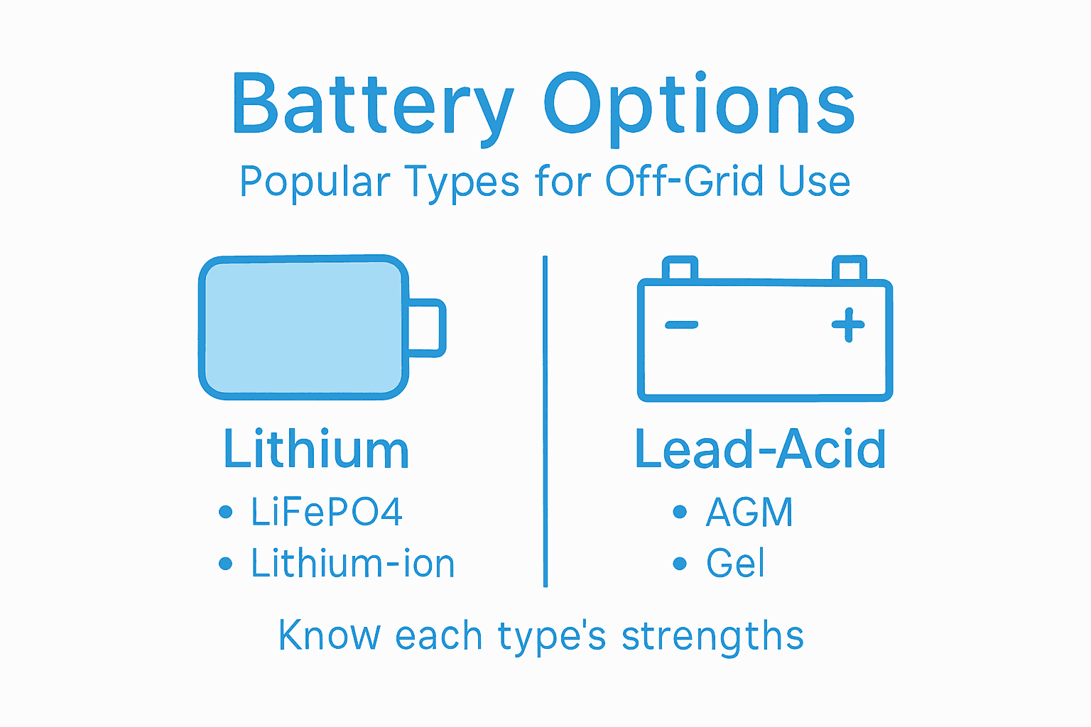 Infographic compares battery types for off-grid