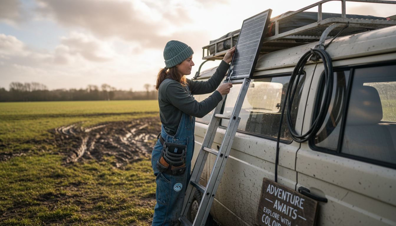 Securing solar panel to campervan roof