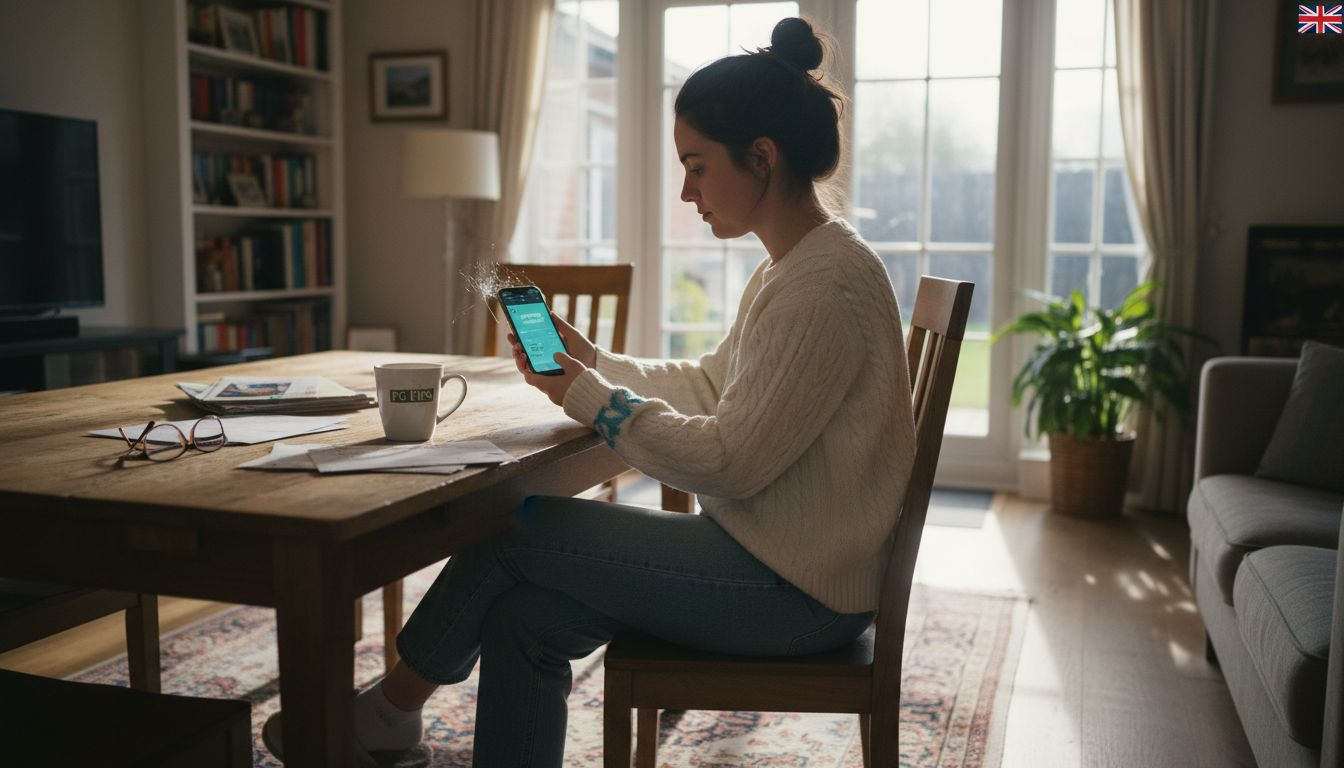 Woman monitoring smart battery app at home