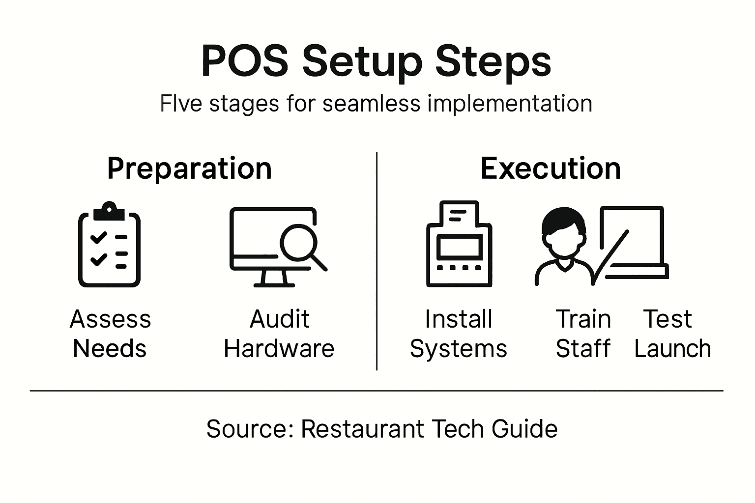 Infographic showing POS implementation process steps