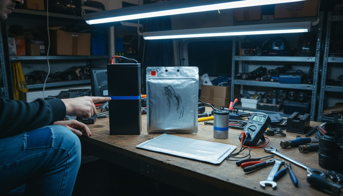 Different lithium batteries compared in garage