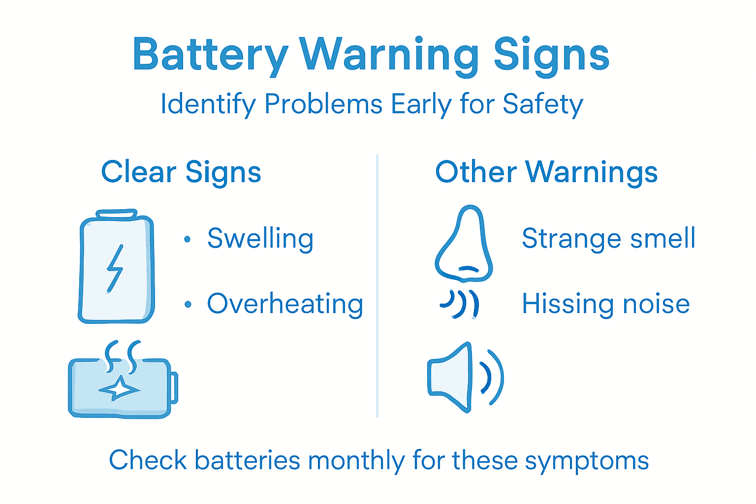 Infographic warning signs of battery failure