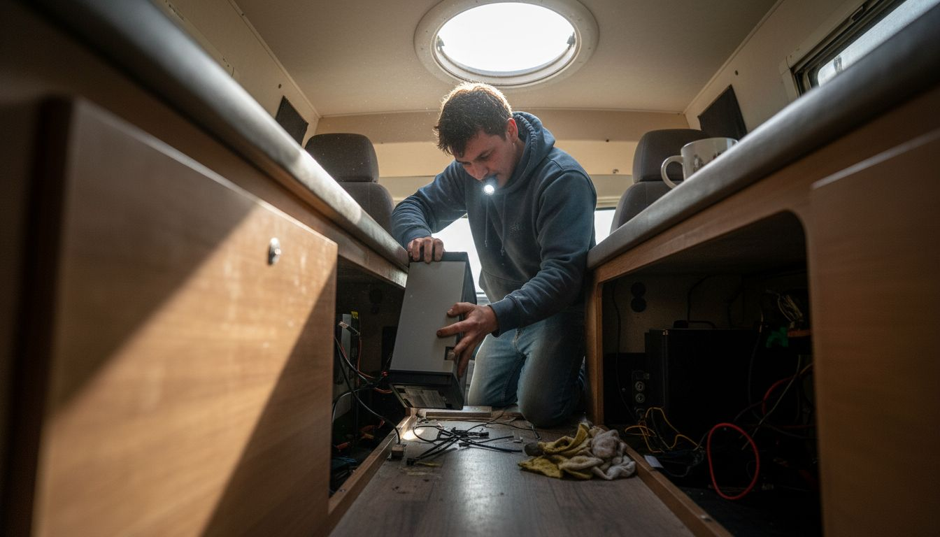 Installing lithium battery inside campervan bench