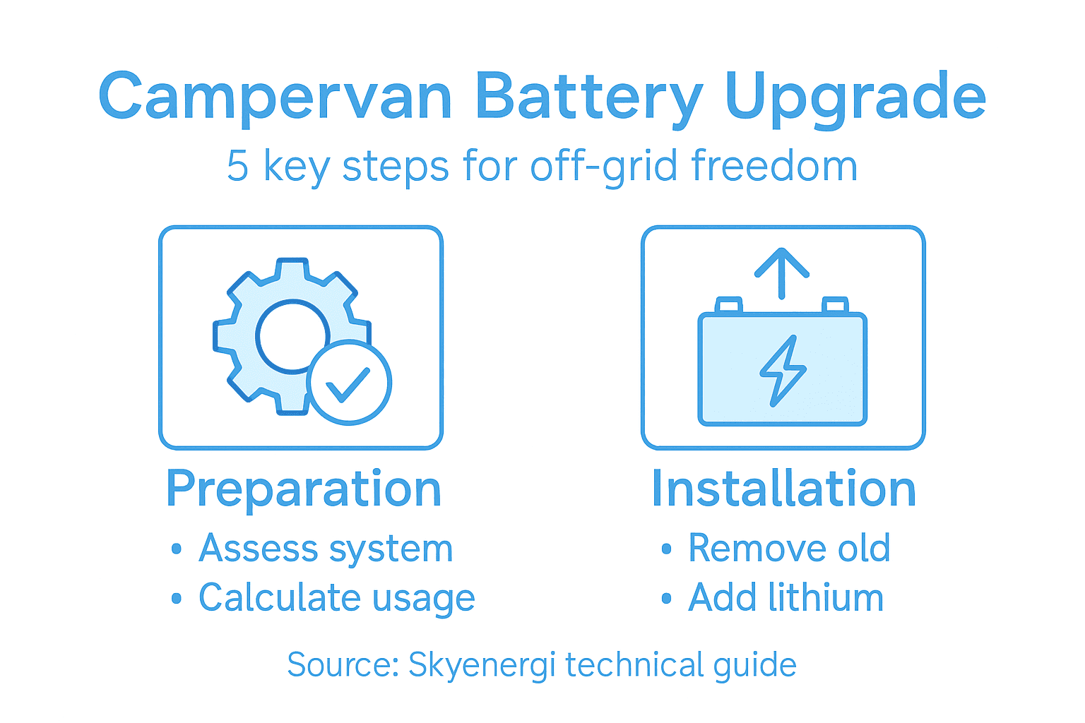 Infographic summarizing battery upgrade steps