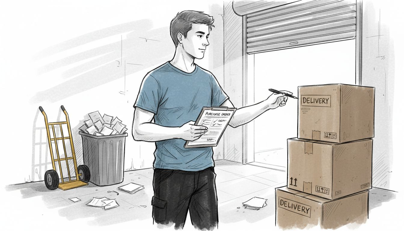 Warehouse worker checking stock deliveries