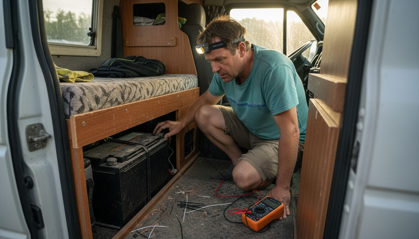 Checking AGM battery in campervan