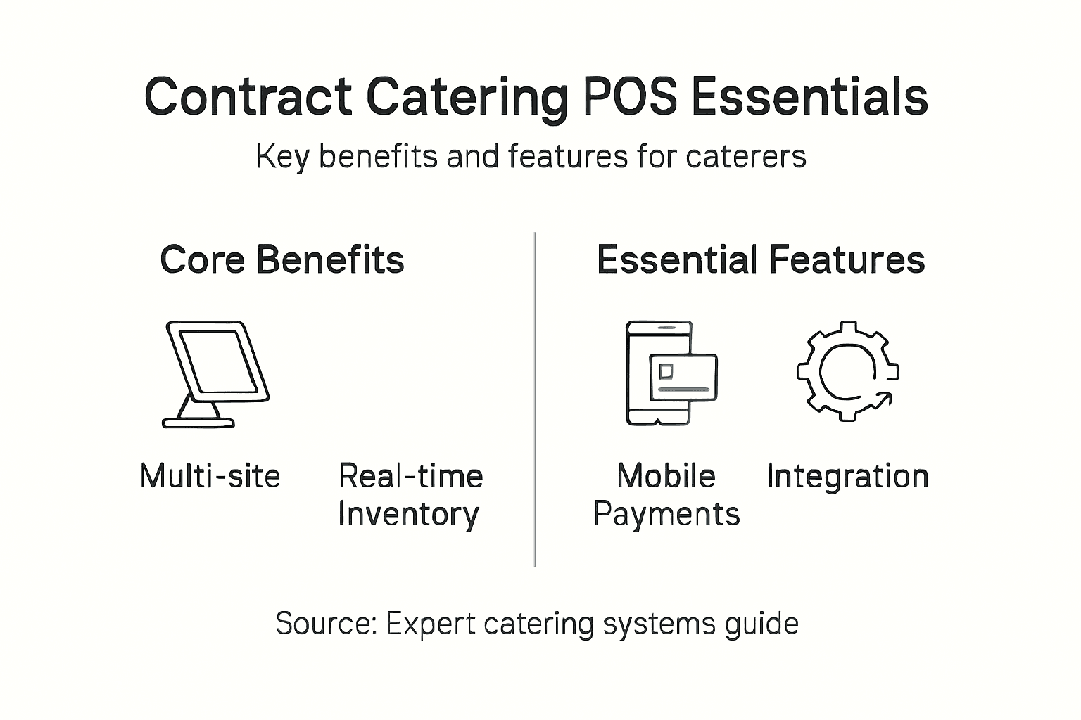 Infographic showing core POS features for catering