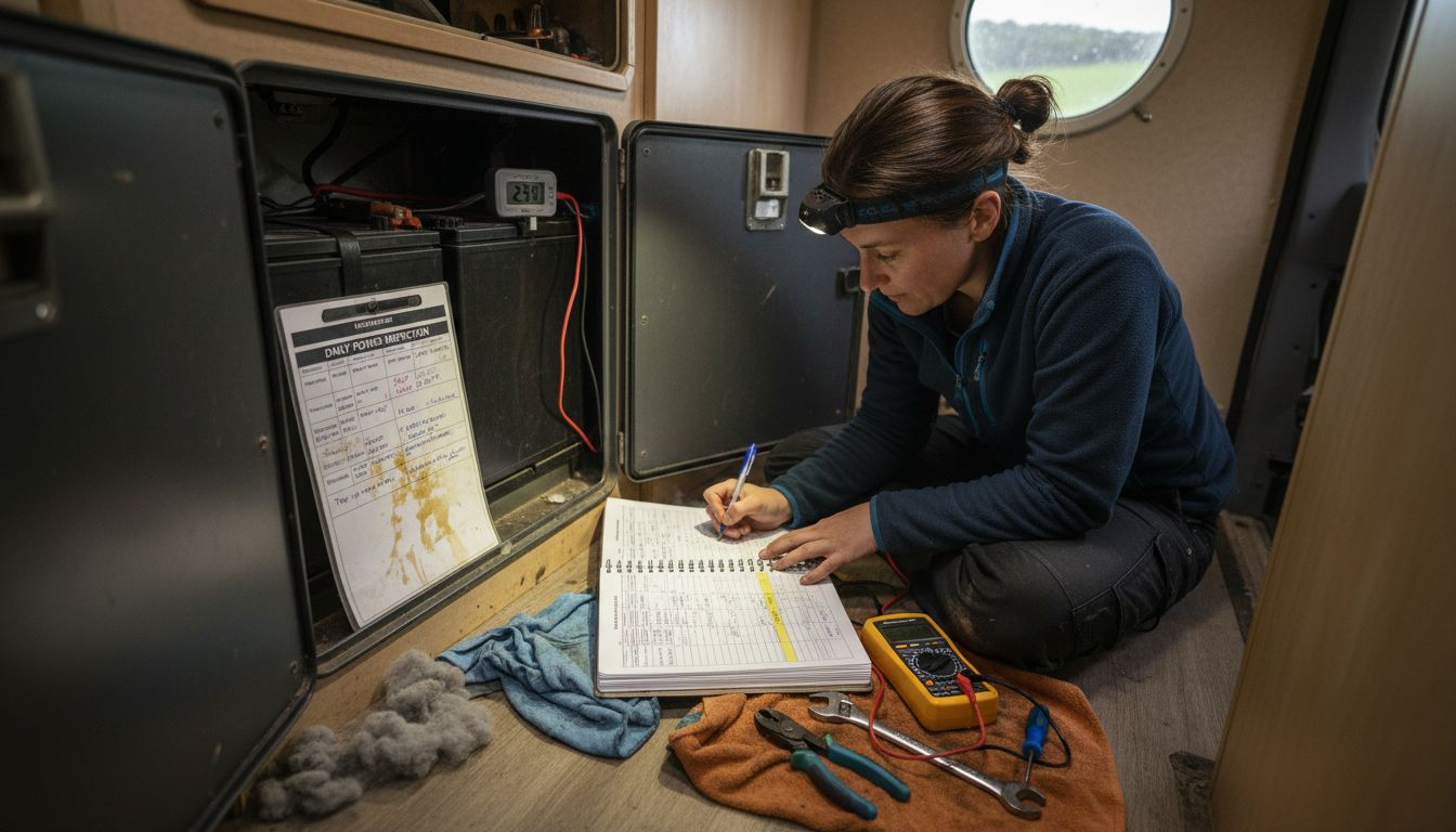 Campervan owner logging battery maintenance