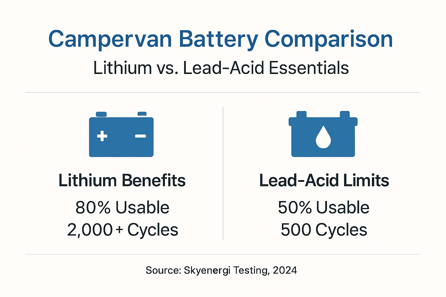 Infographic comparing lithium and lead-acid batteries