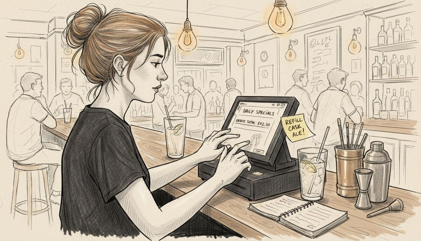Bartender manages workflow with POS system