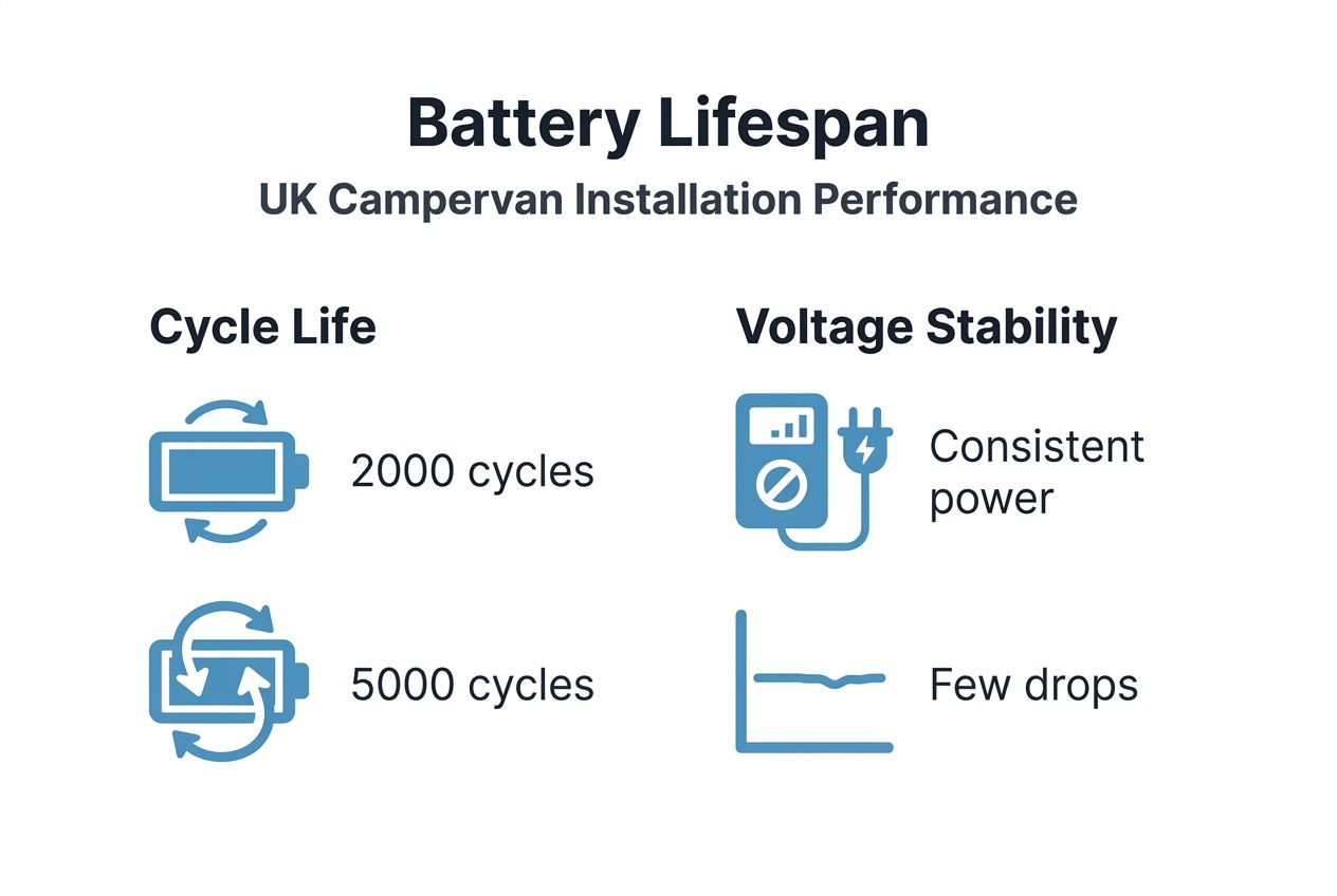 Infographic on lithium battery lifespan and benchmarks