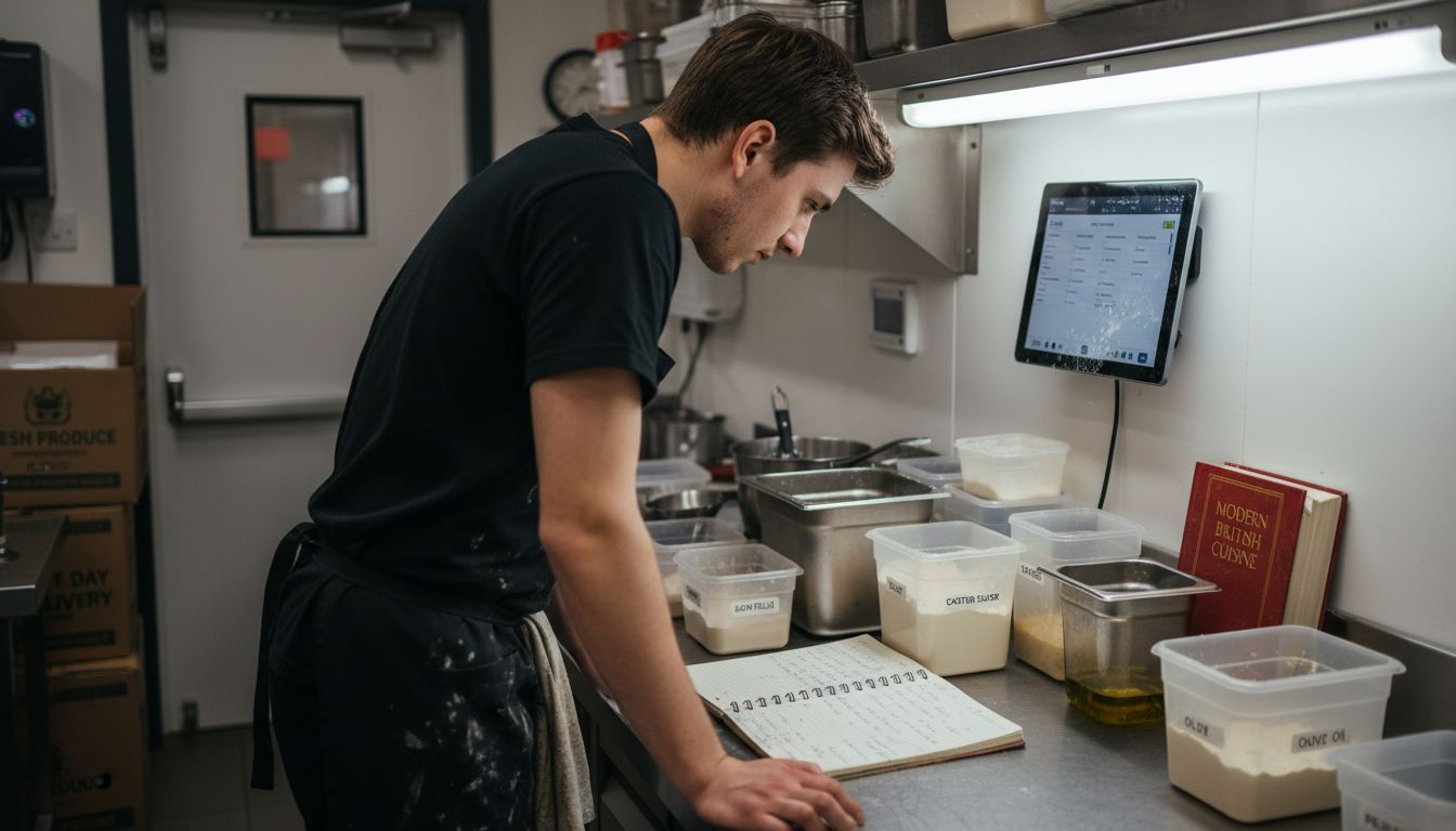 Chef tracking kitchen inventory on POS system