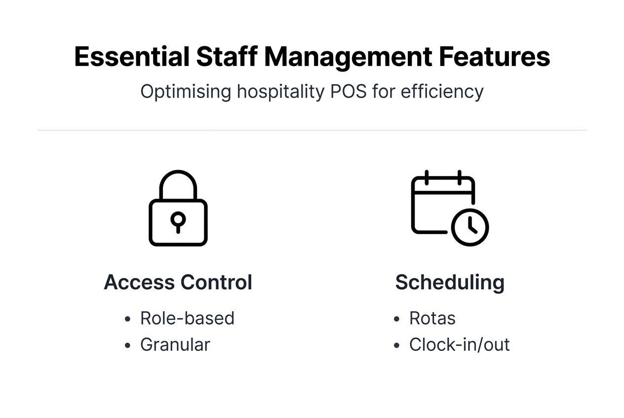 Infographic illustrating staff management features