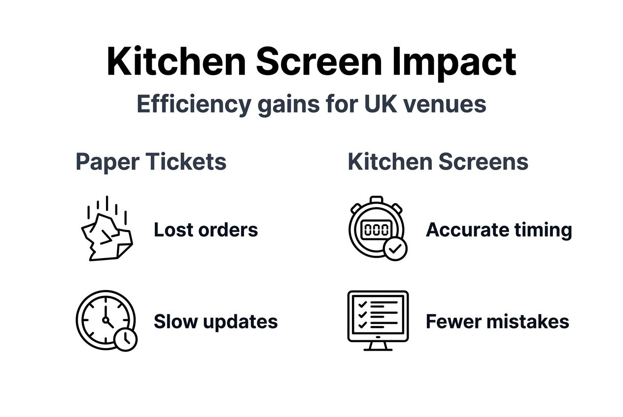 Infographic showing kitchen screens vs paper tickets