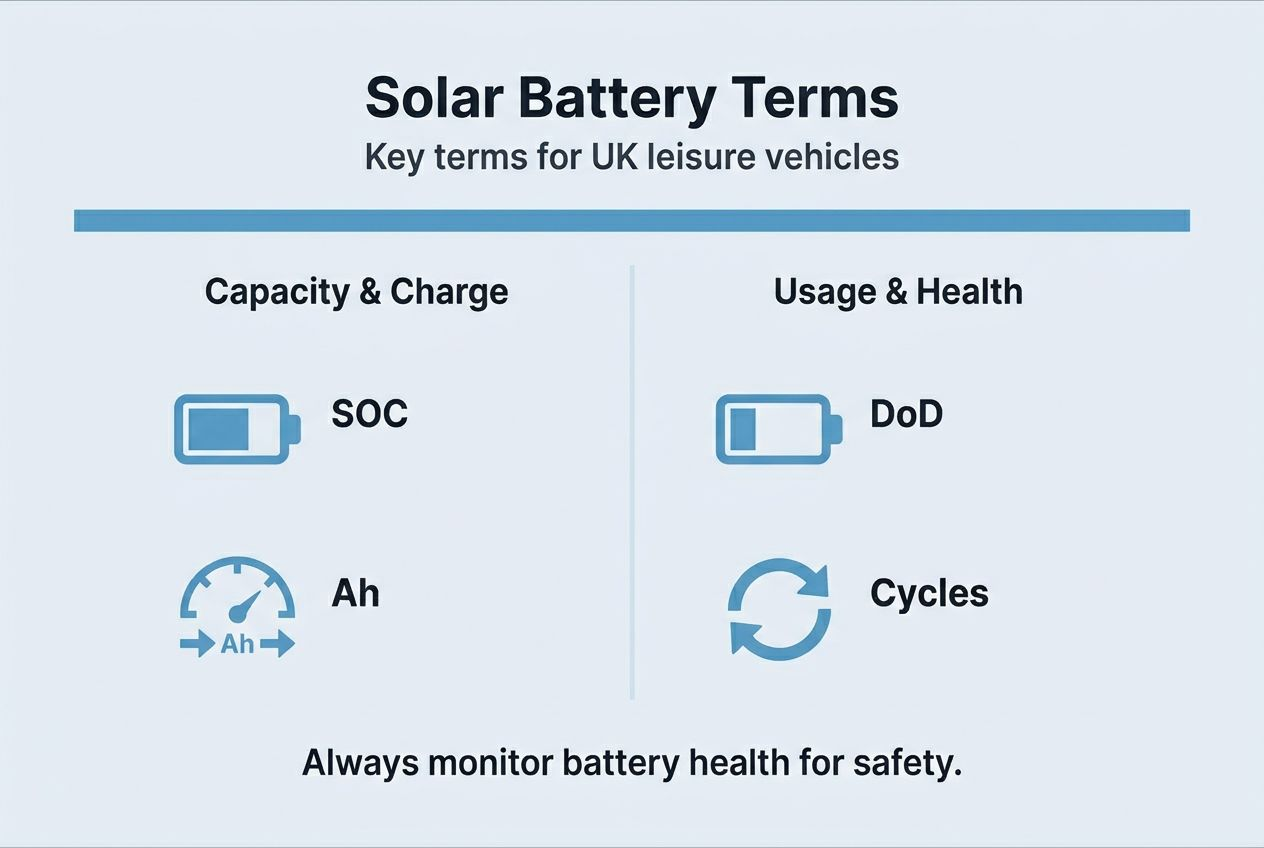 Infographic showing main solar battery terms