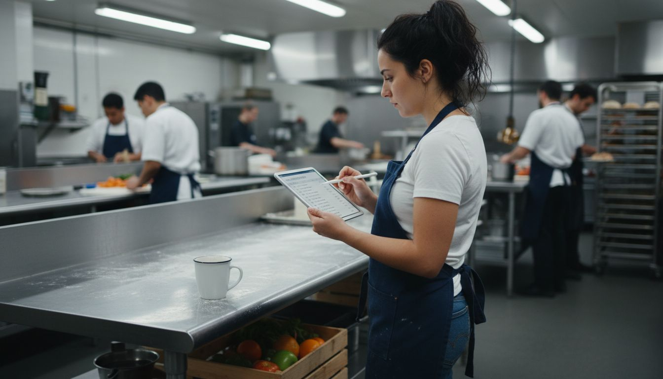 Catering staff managing inventory on POS system