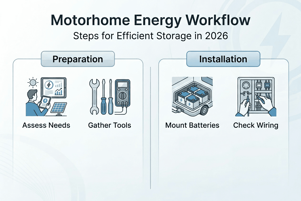 Infographic motorhome energy workflow steps