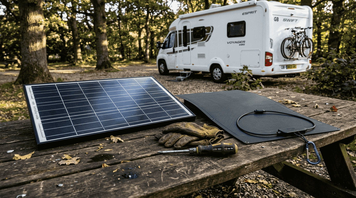Rigid and flexible solar panels side by side