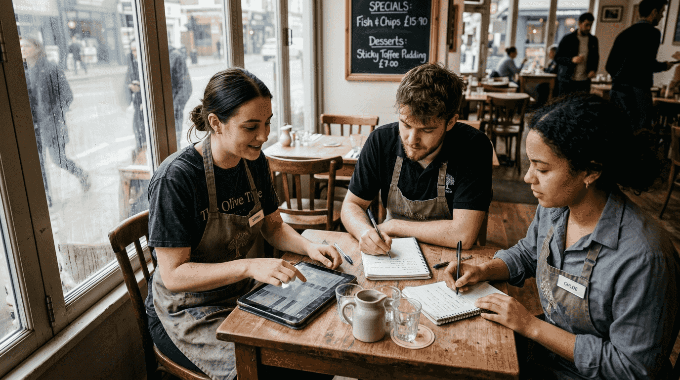 Staff learning new restaurant POS system