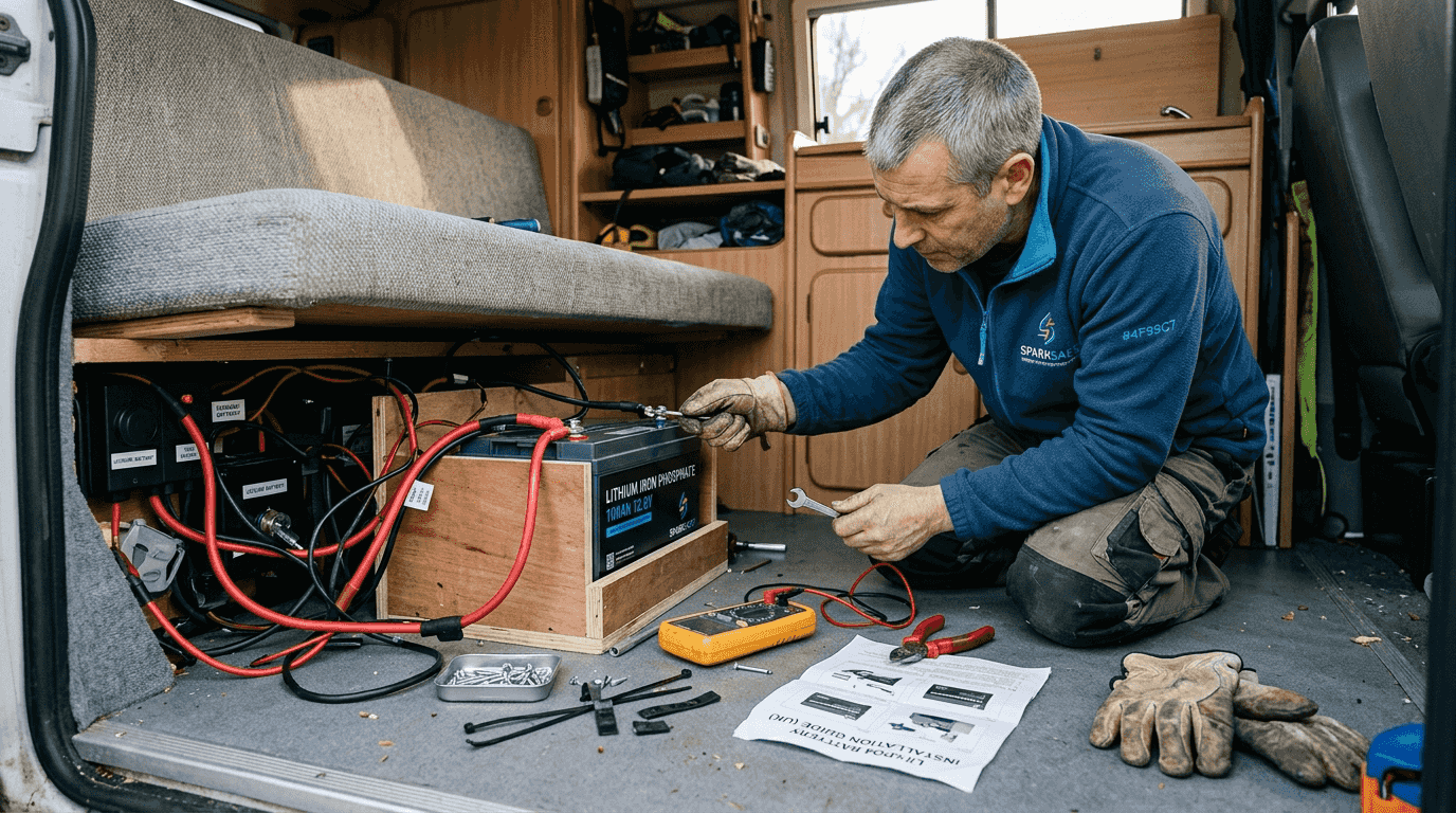 Installing lithium battery inside campervan