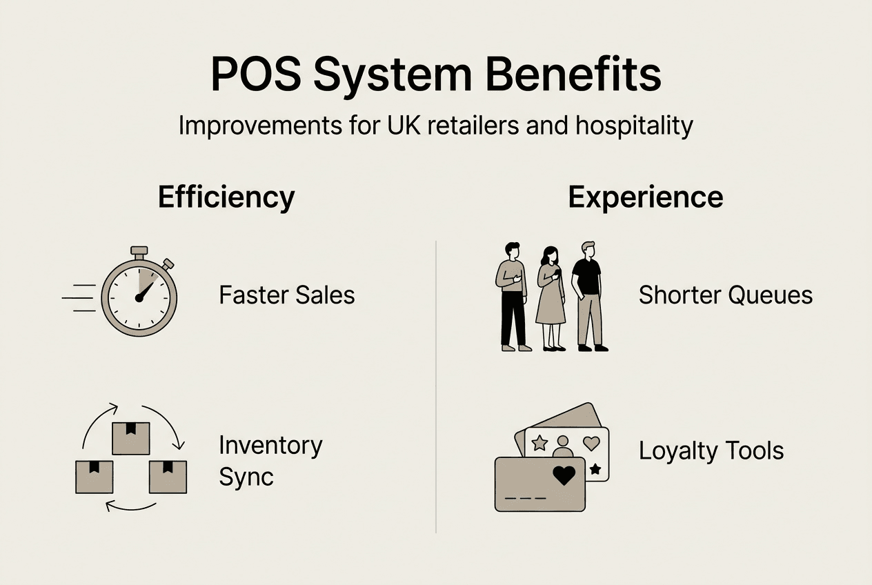Infographic showing POS benefits by efficiency and experience