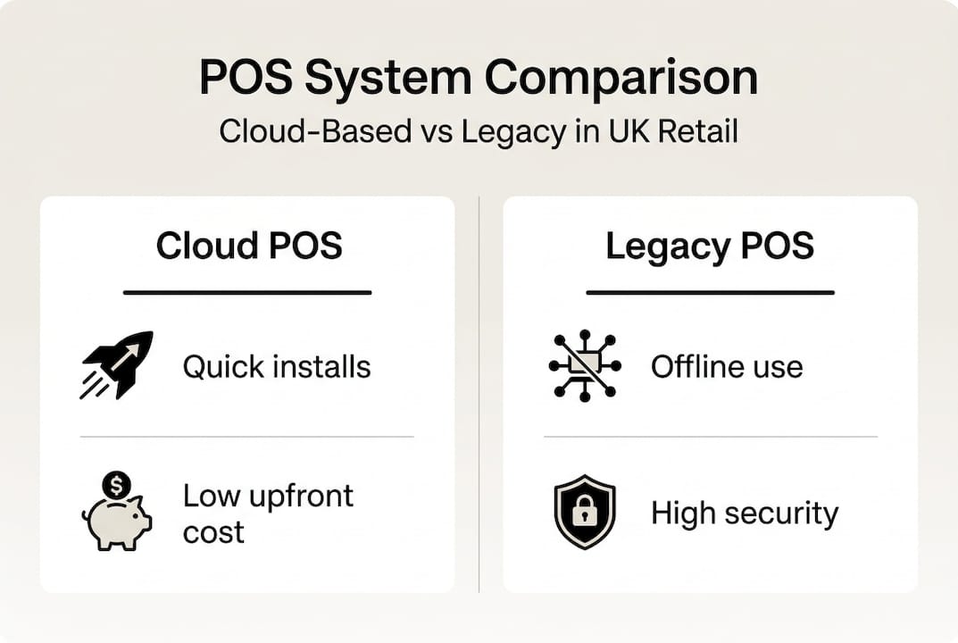 Infographic comparing cloud and legacy POS features
