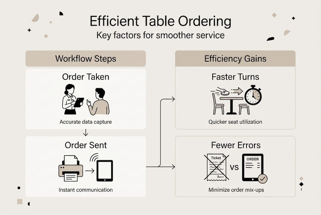 Infographic on factors and benefits of efficient table ordering