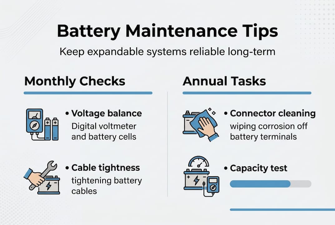 Infographic showing battery maintenance tips