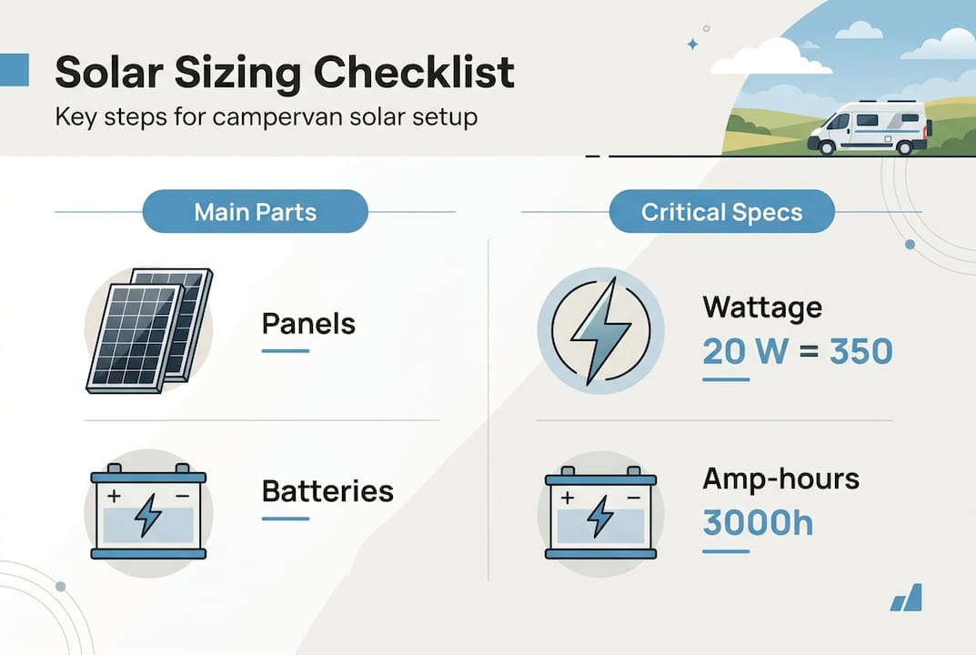 Solar system sizing checklist infographic