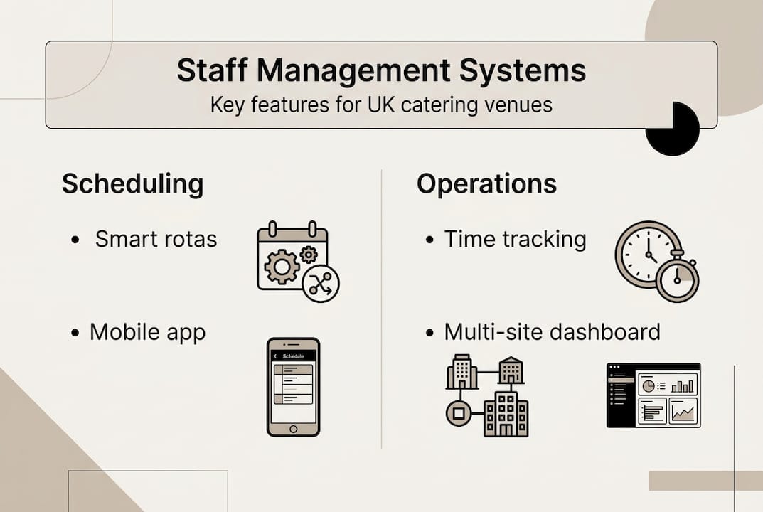 Infographic of staff management features overview