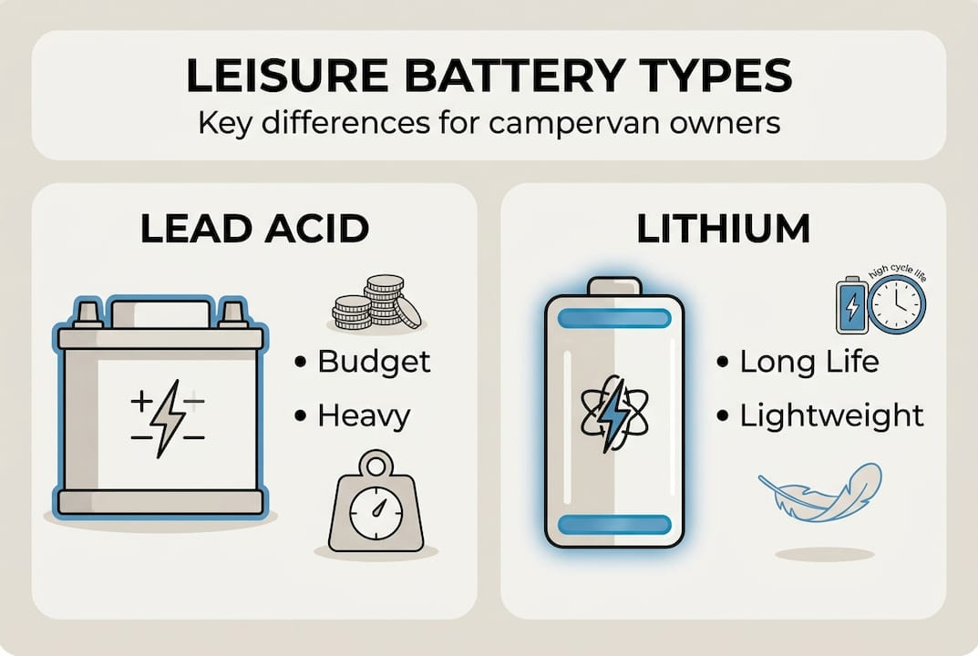 Infographic comparing leisure battery types