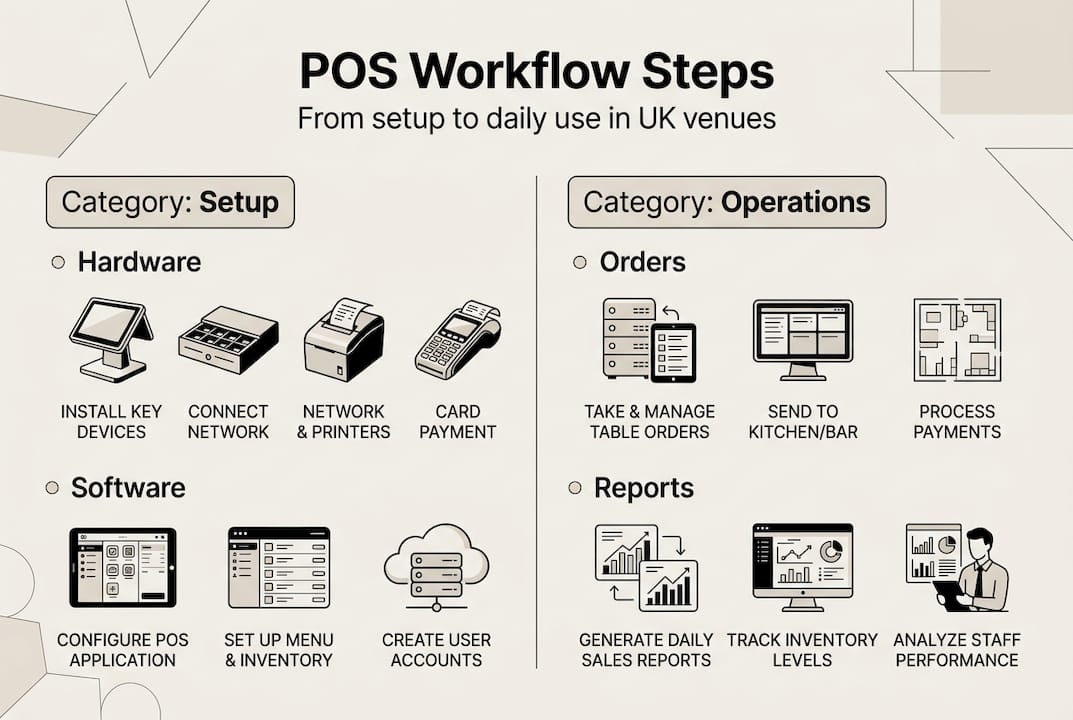 Infographic showing POS workflow setup and operations