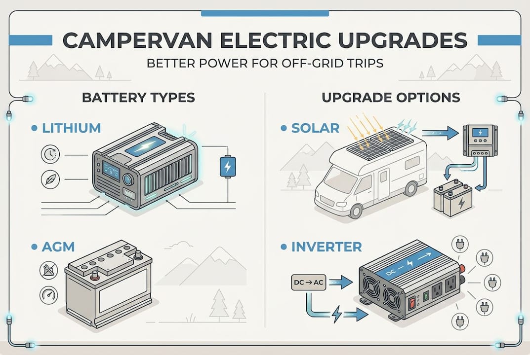 Infographic showing campervan electric upgrades