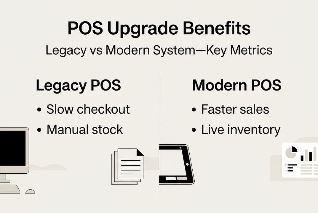 Infographic comparing legacy and modern POS benefits