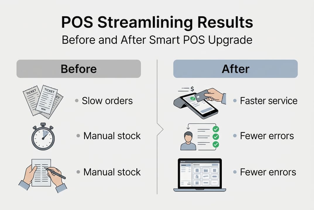 Infographic comparing POS before and after results