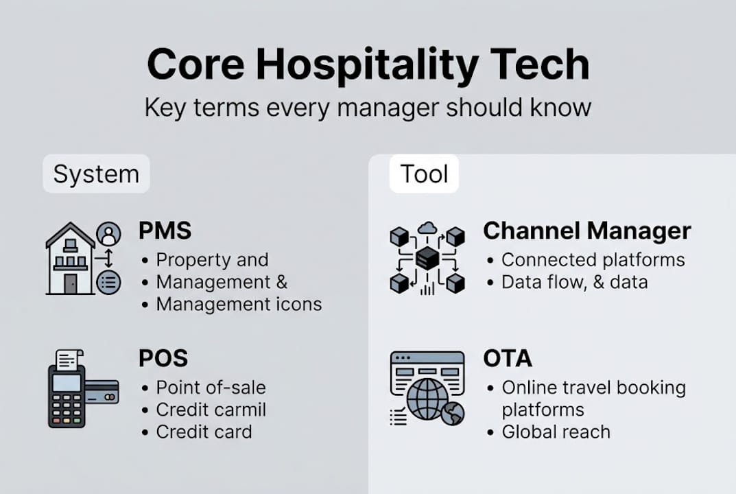 Infographic with core hospitality tech terms