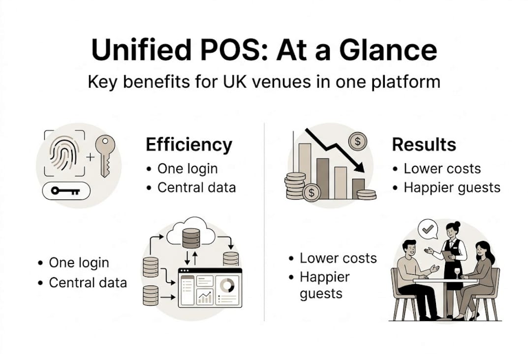 Infographic showing unified POS benefits in hospitality