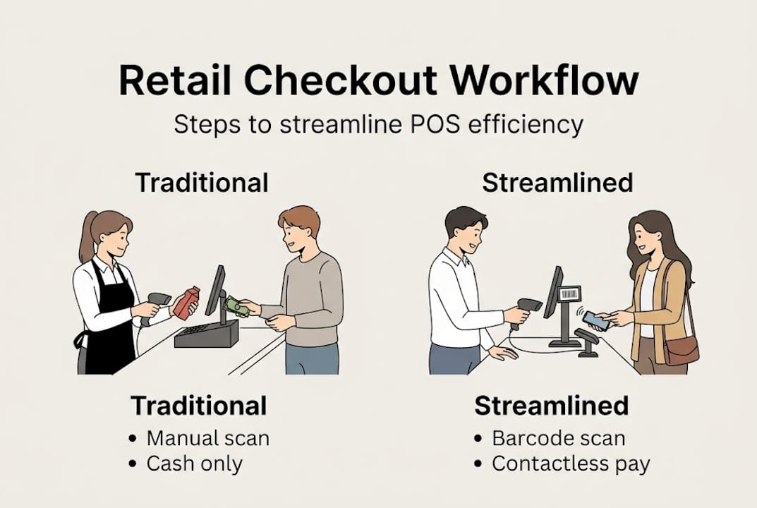 Infographic comparing traditional and streamlined checkout