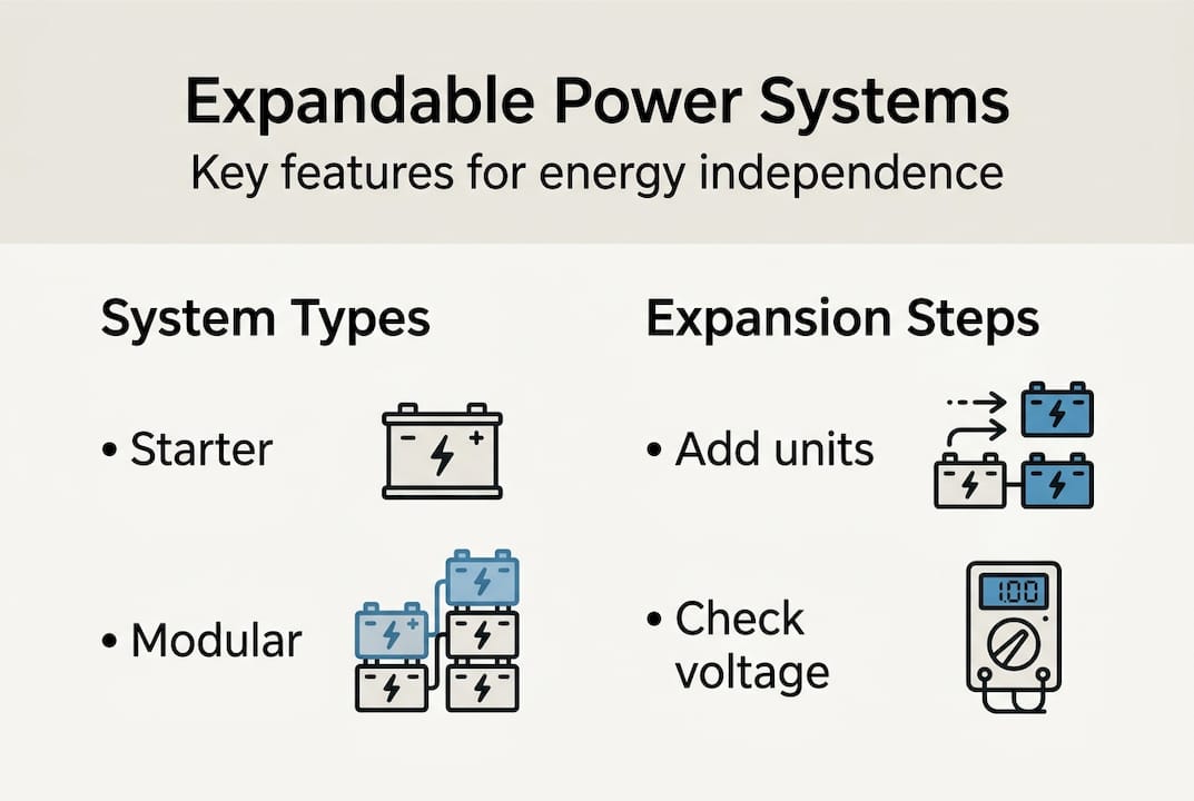 Infographic showing system types and expansion steps