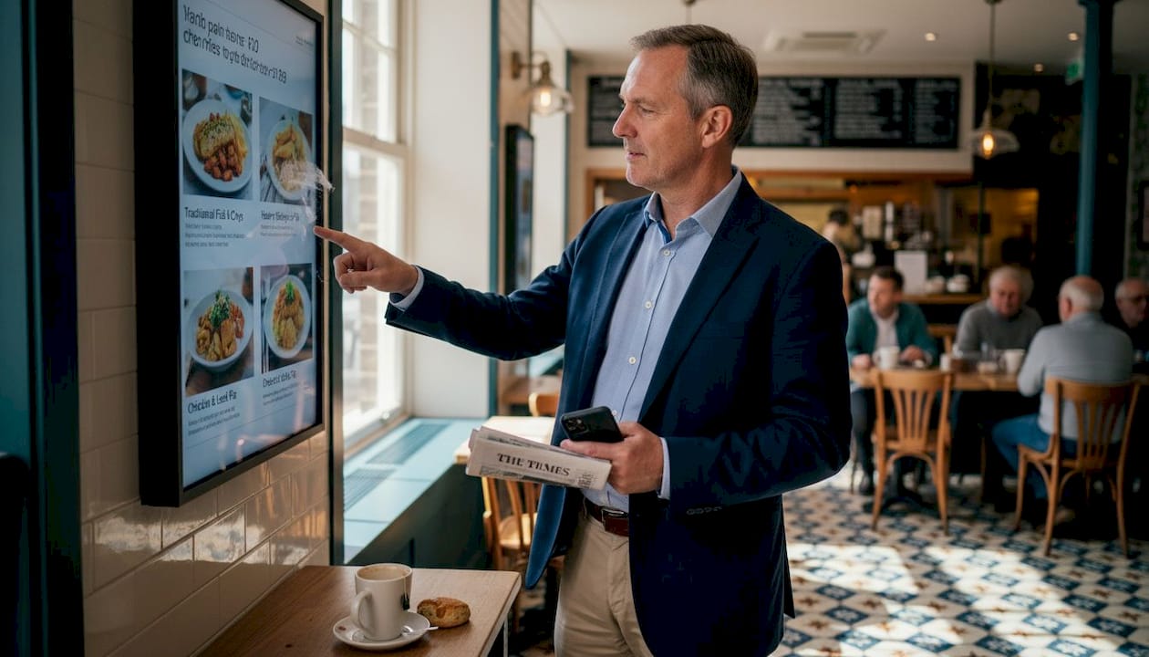 Customer selecting meal from digital menu