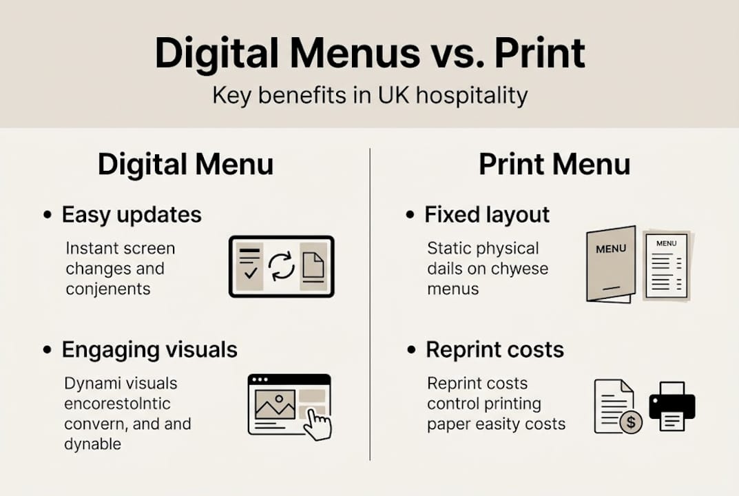 Infographic comparing digital and print menus