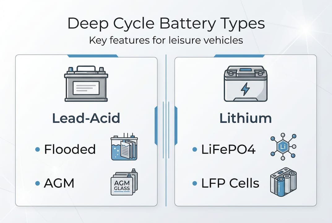 Infographic comparing deep cycle battery types
