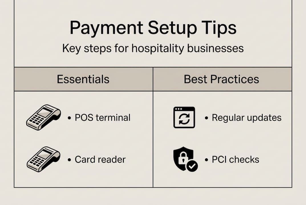Infographic of payment setup essentials and tips