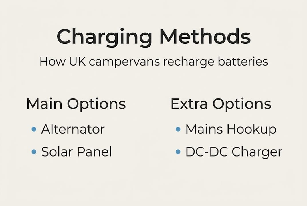 Infographic showing campervan charging methods overview