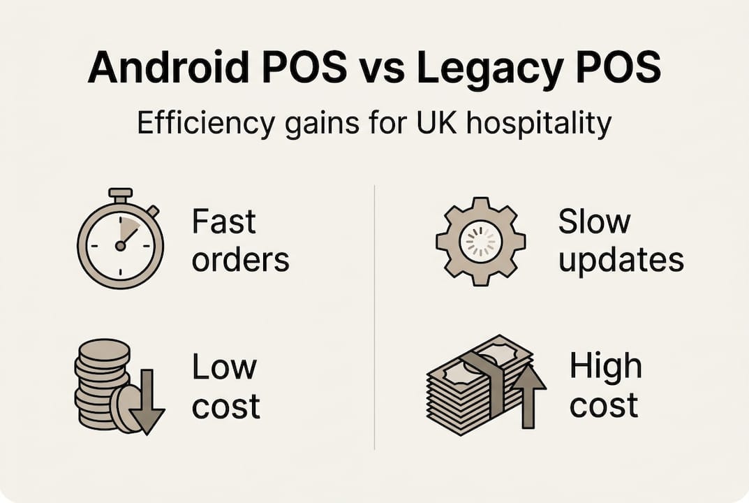 Infographic comparing Android and legacy POS efficiency