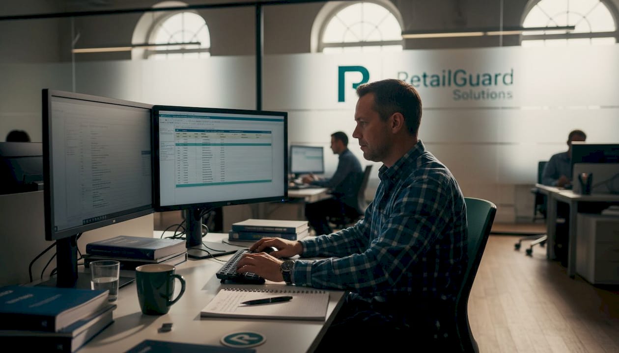 IT specialist reviewing retail transaction logs
