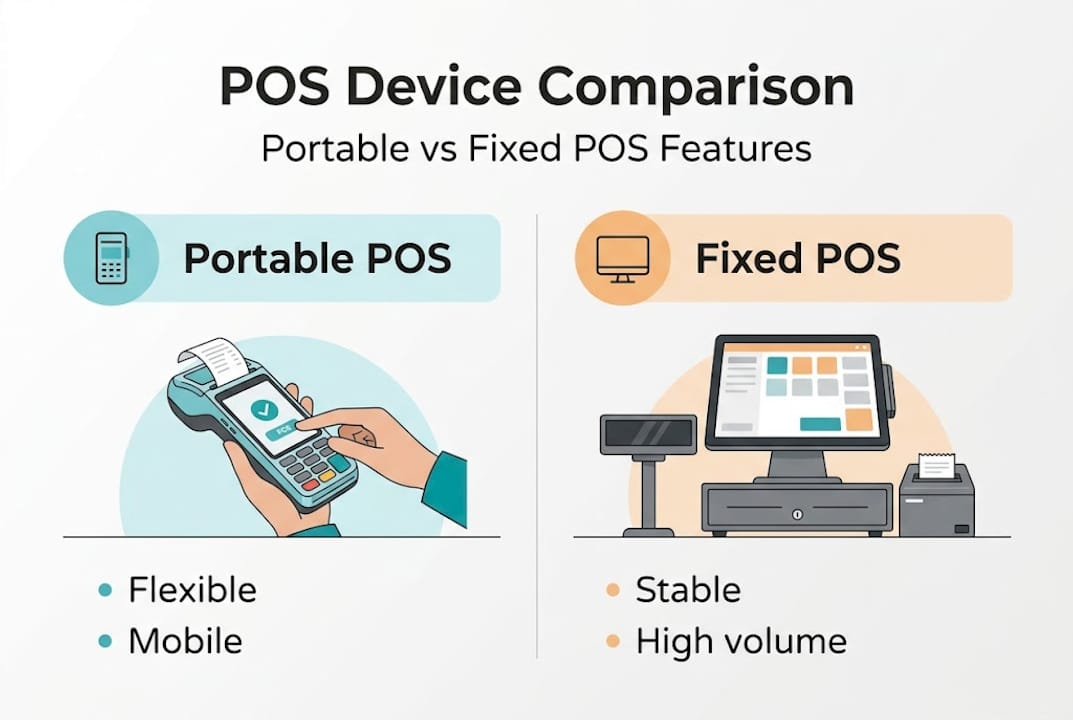 Infographic comparing portable and fixed POS
