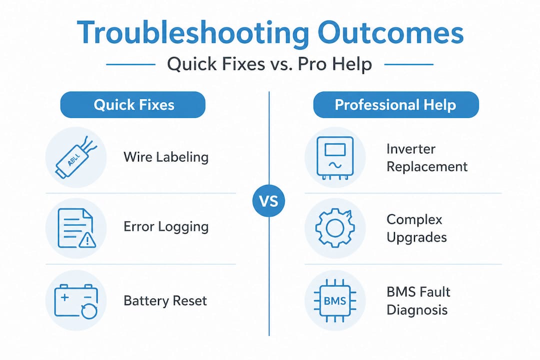 Infographic comparing quick fixes and professional help