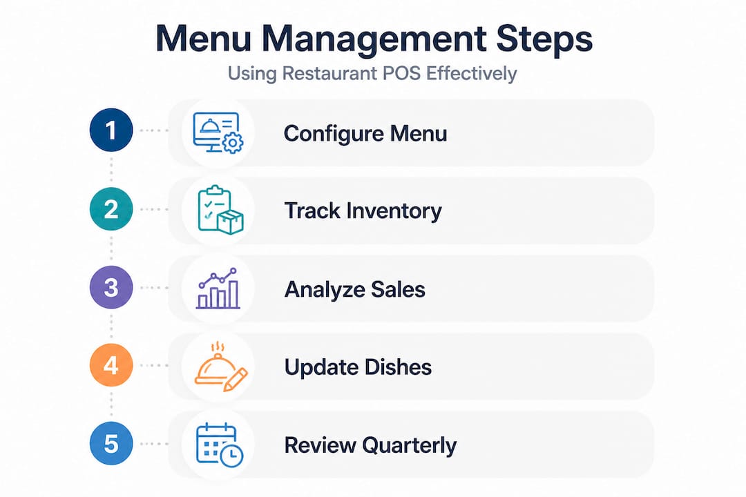 Infographic showing POS menu management steps