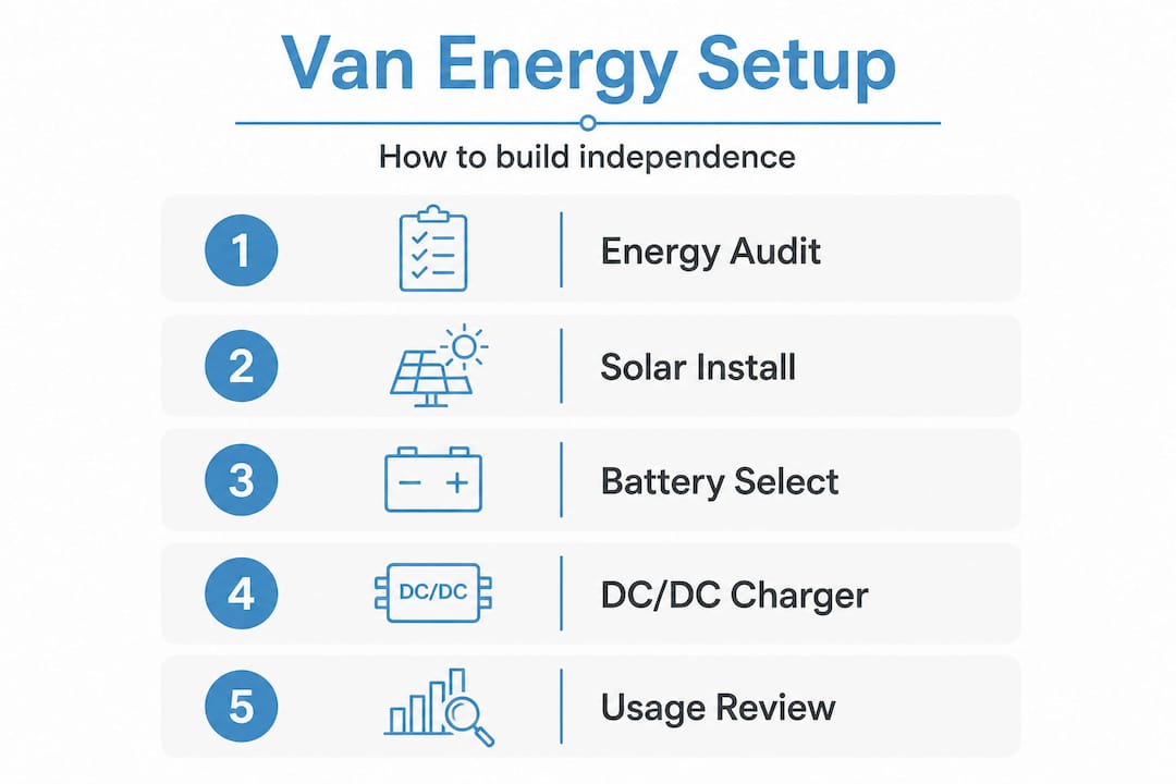 Infographic showing van energy steps